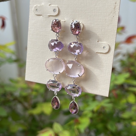 Pink & Purple Dangle Earrings - Picture 13 of 14